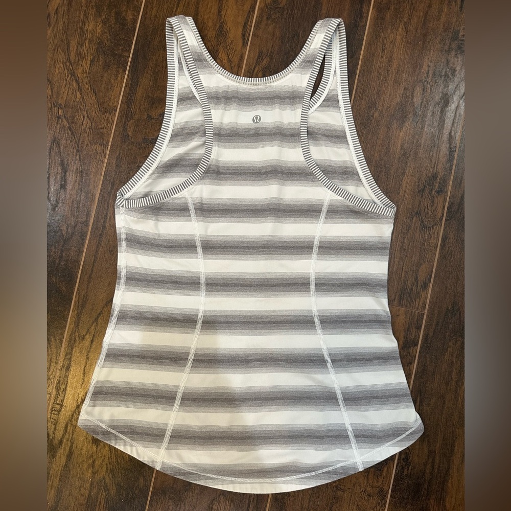 Lululemon Striped Gray and White Tank Top